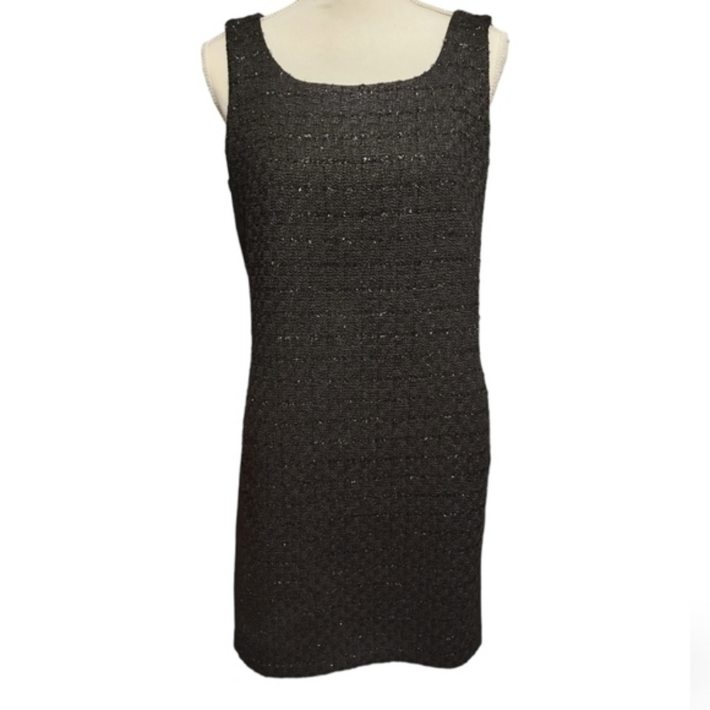 DKNYC black shimmer sleeveless sheath dress size 12